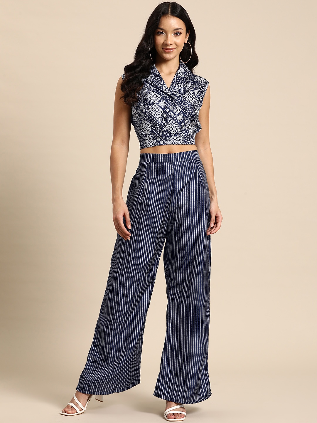 

Sayisha Women Printed Co-Ords Set, Navy blue