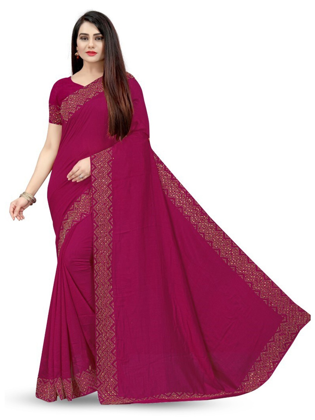 

PUNYATHA CREATION Beads and Stones Saree, Maroon