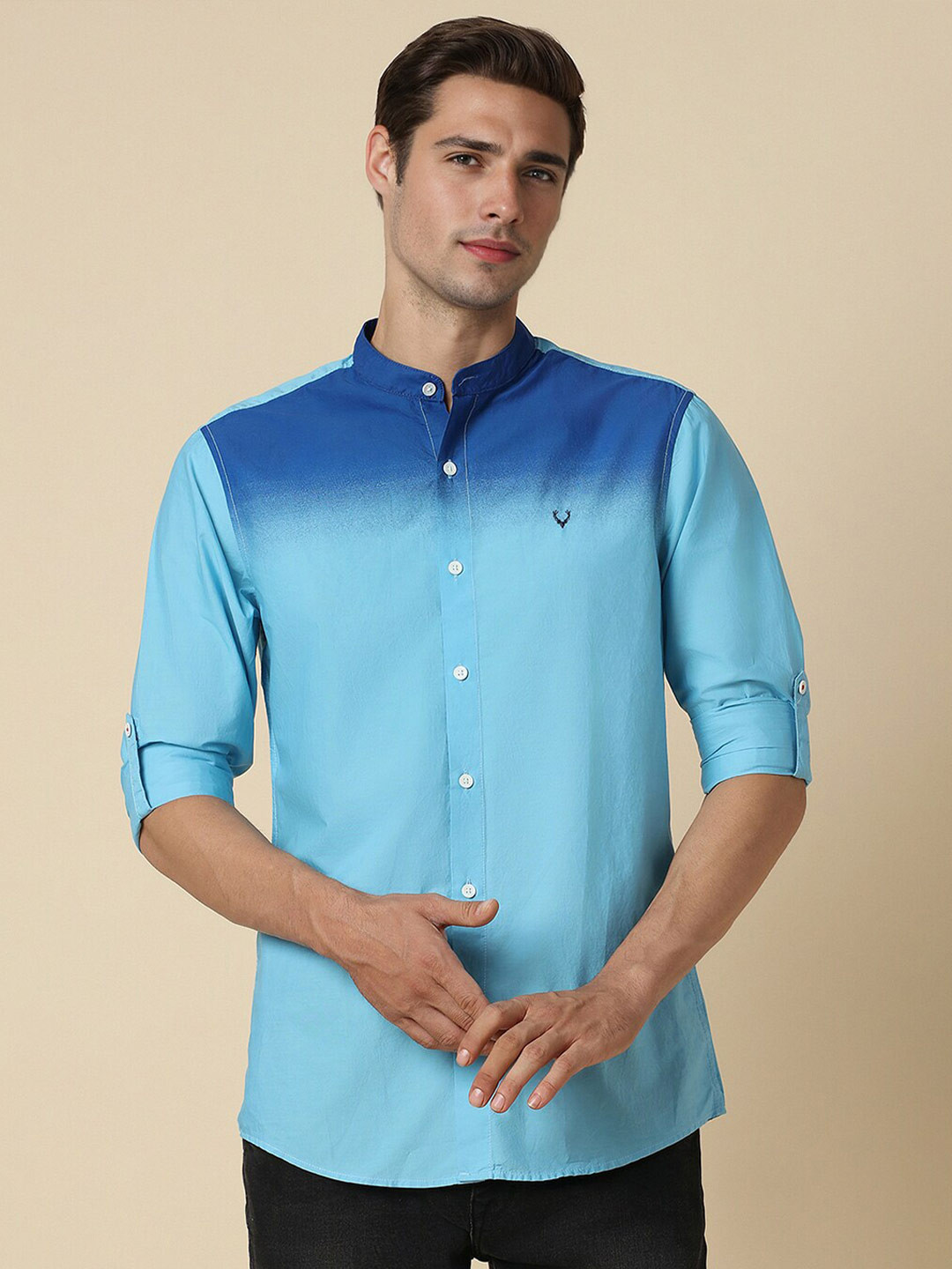 

Allen Solly Custom Fit Ombre Dyed Casual Pure Cotton Shirt, Blue