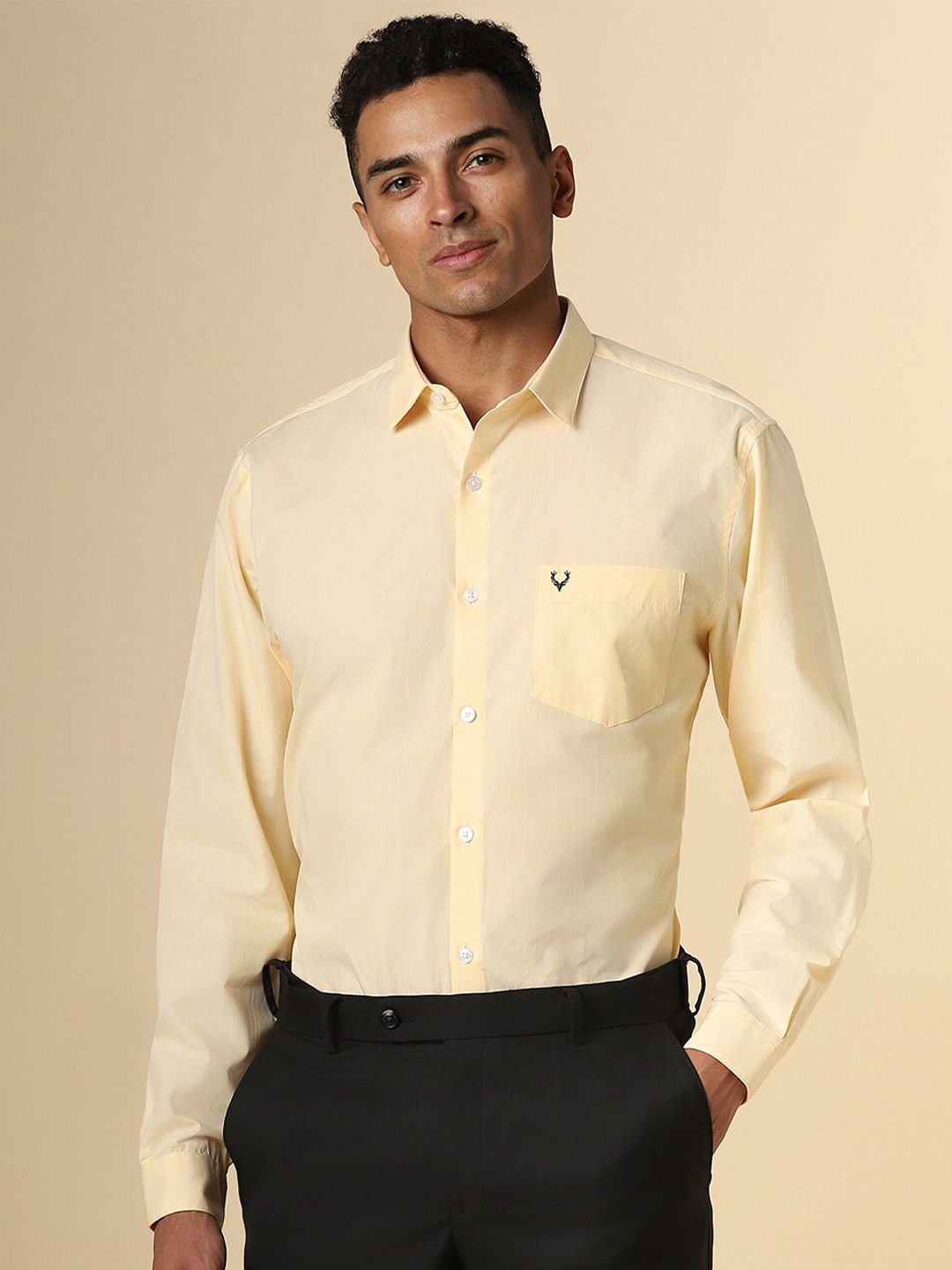 

Allen Solly Slim Fit Spread Collar Long Sleeves Cotton Formal Shirt, Yellow