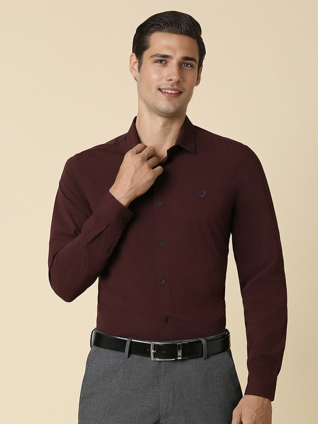 

Allen Solly Slim Fit Spread Collar Long Sleeves Formal Shirt, Maroon