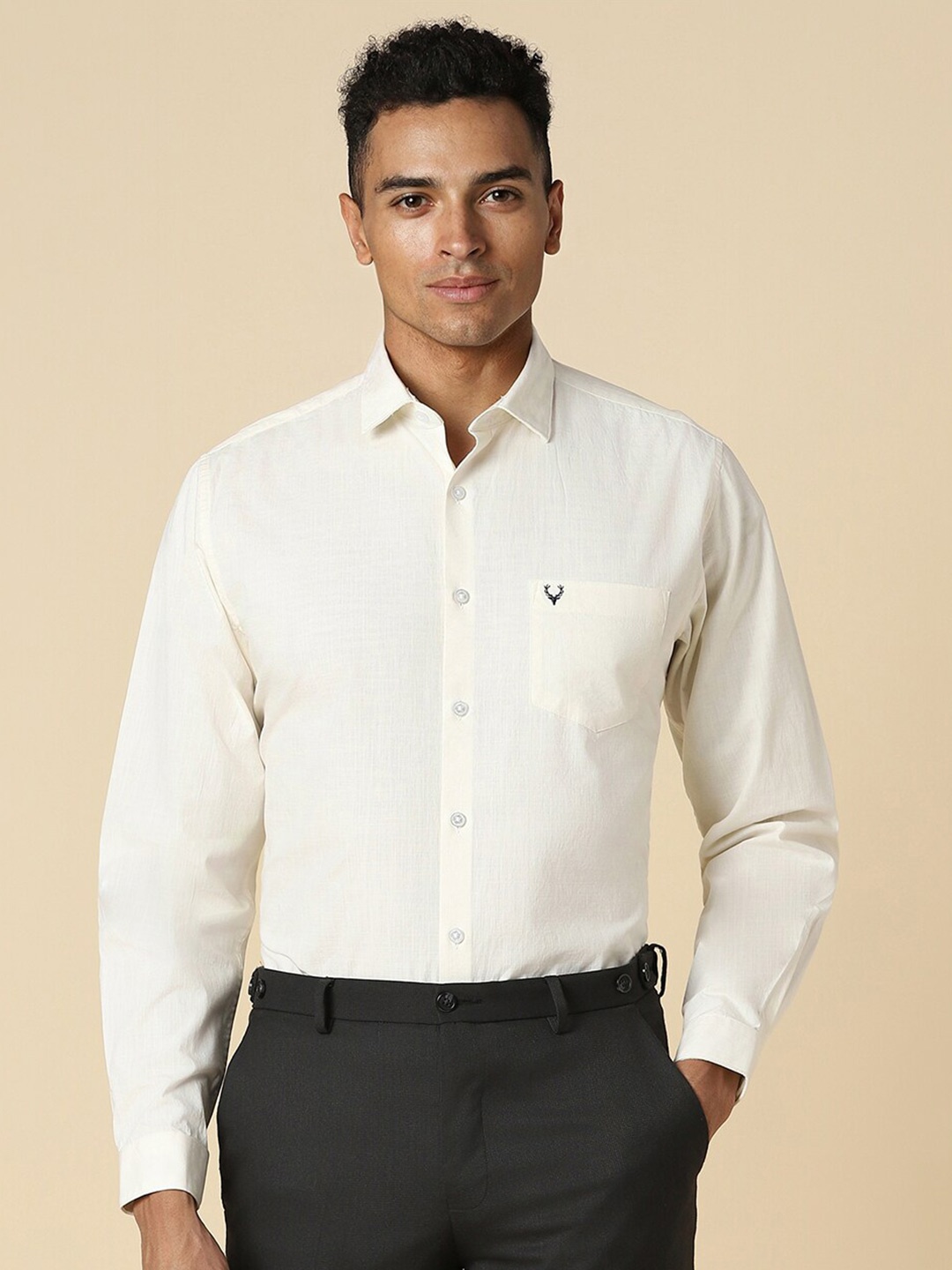 

Allen Solly Spread Collar Slim Fit Formal Cotton Shirt, Cream