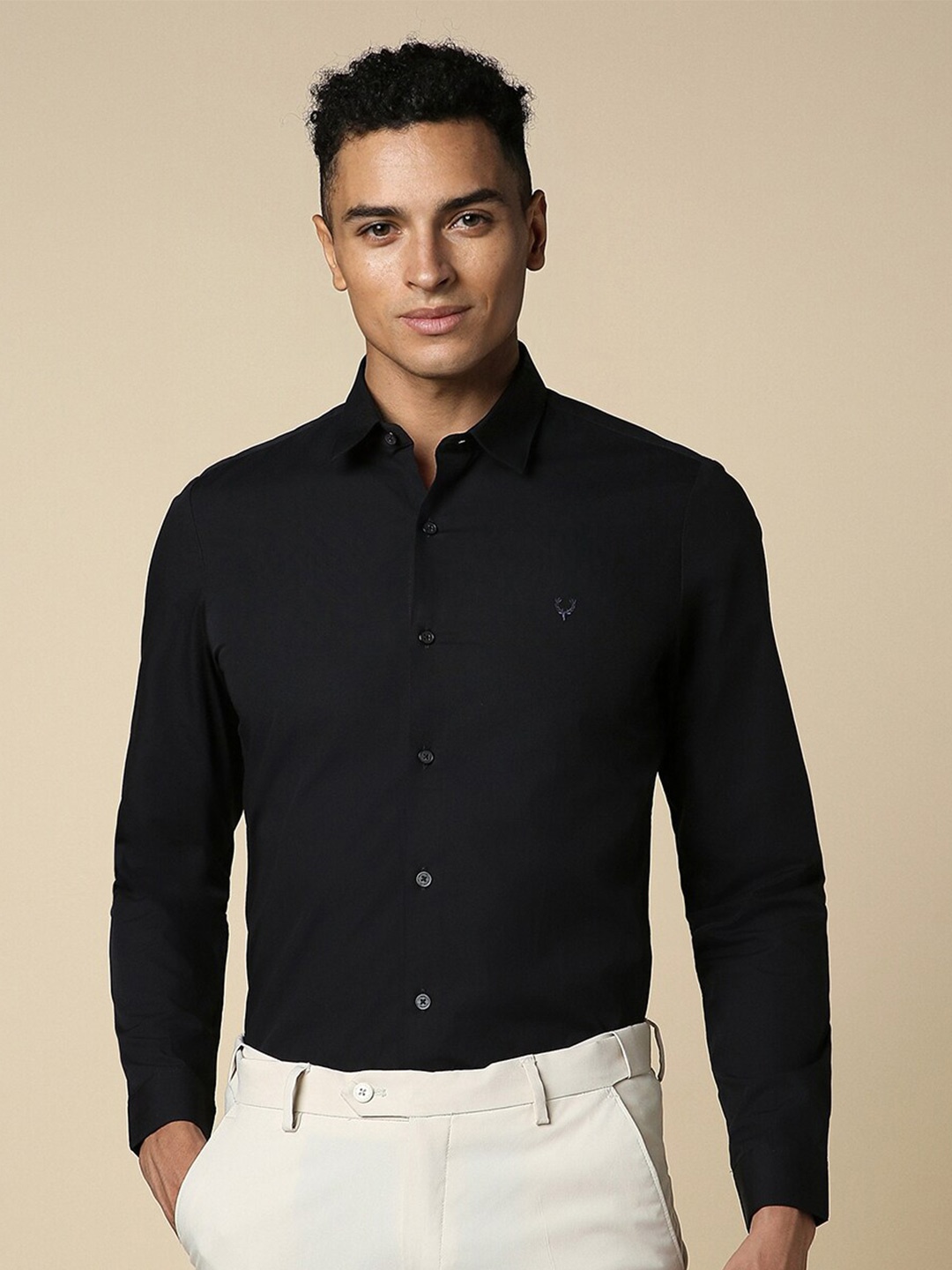 

Allen Solly Long Sleeves Pure Cotton Formal Shirt, Black