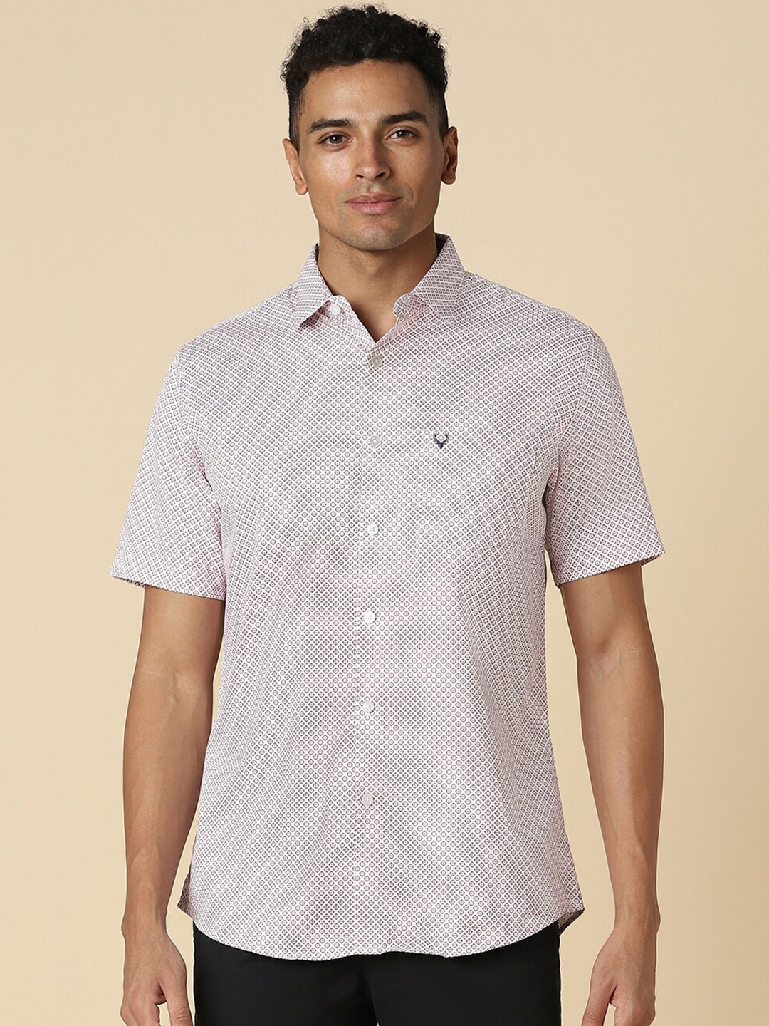 

Allen Solly Spread Collar Slim Fit Micro Printed Casual Cotton Shirt, White