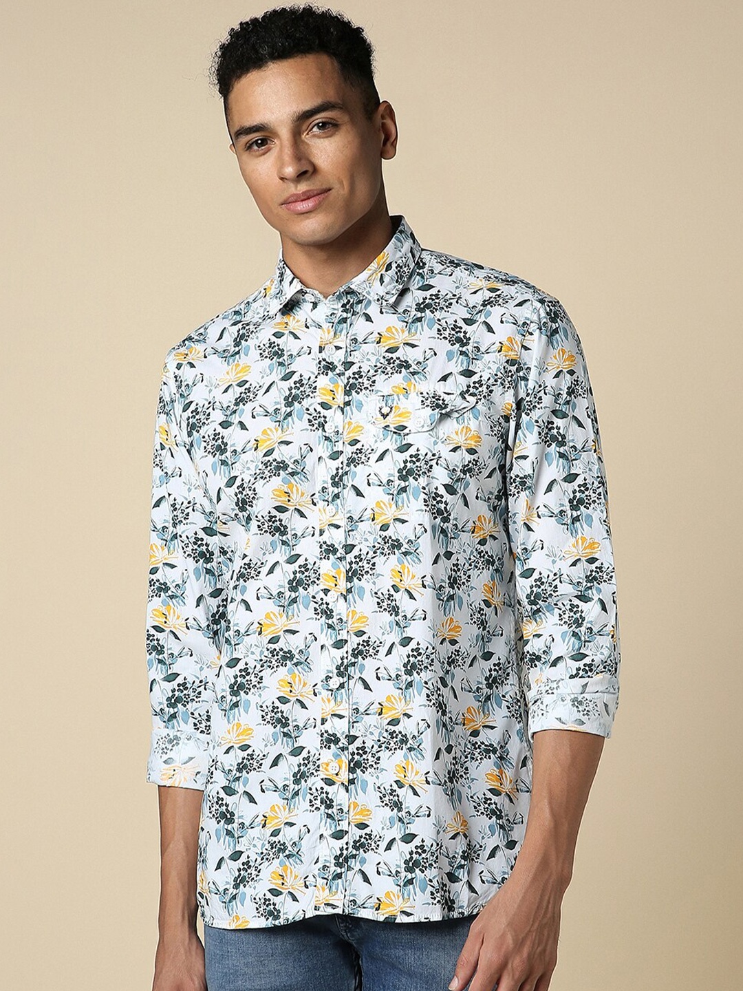 

Allen Solly Floral Printed Long Sleeves Pure Cotton Casual Shirt, White