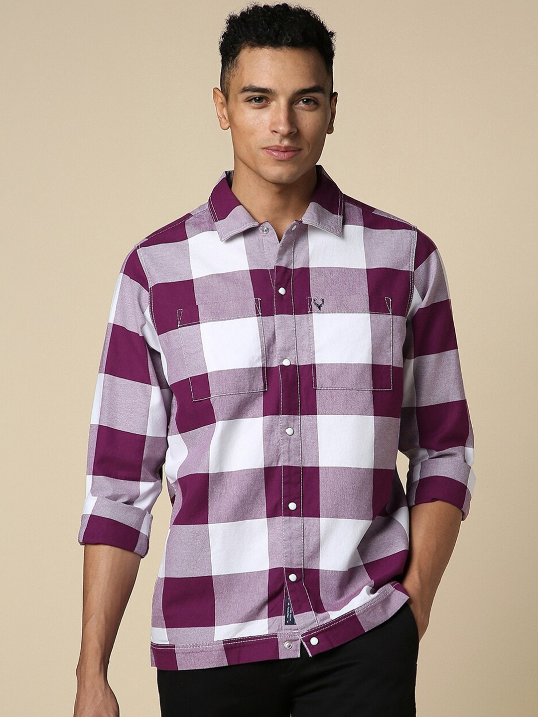 

Allen Solly Custom Buffalo Checked Spread Collar Pure Cotton Casual Shirt, Maroon