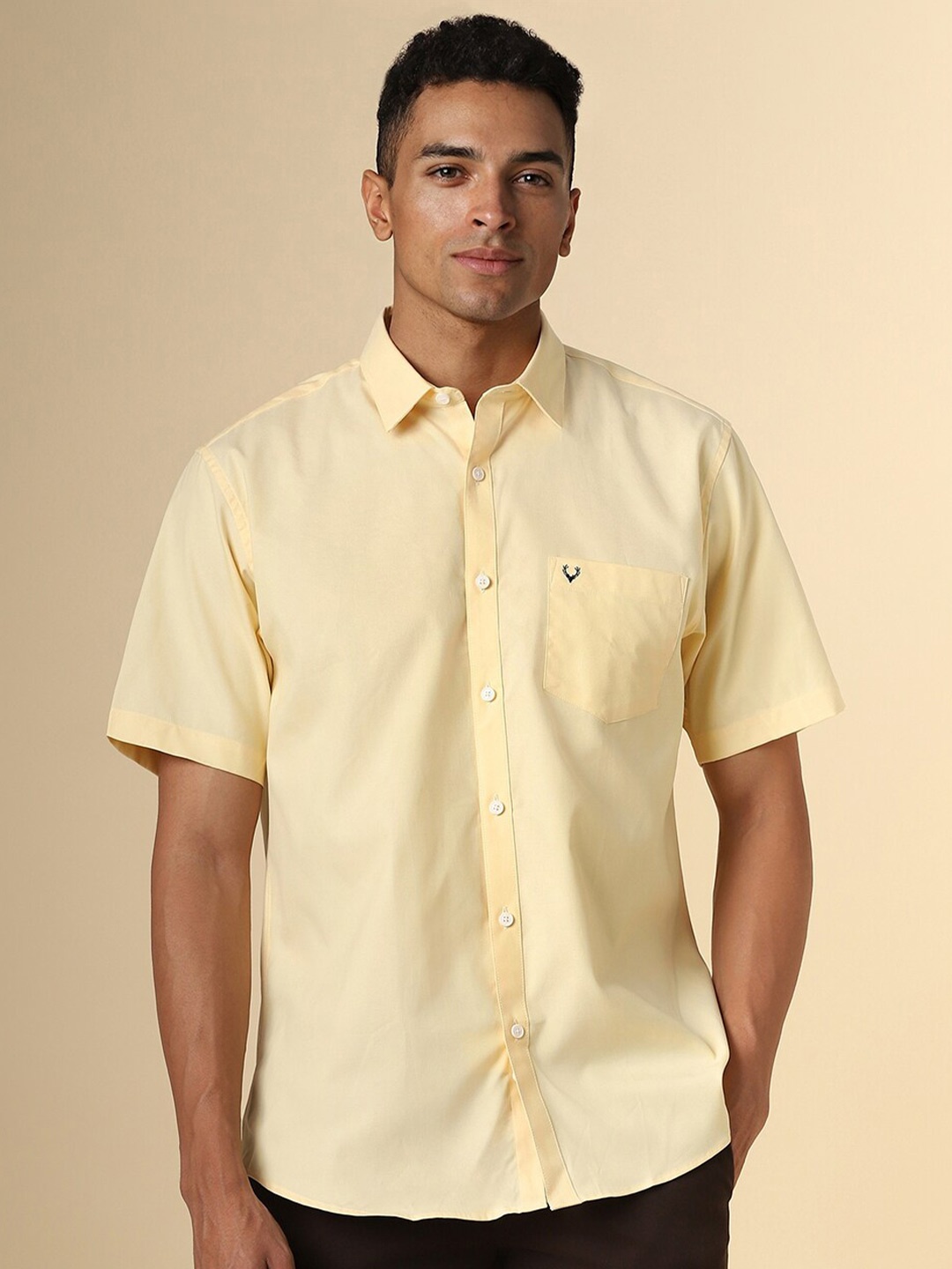 

Allen Solly Spread Collar Slim Fit Cotton Shirt, Yellow