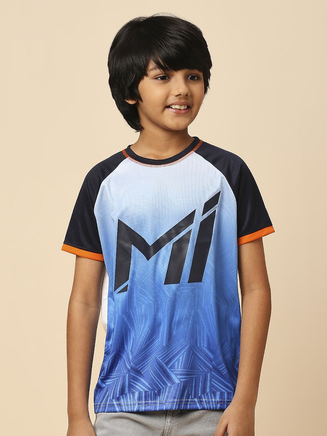 

FanCode Kids Mumbai Indians Graphic Printed Round Neck Cotton T-Shirts, White