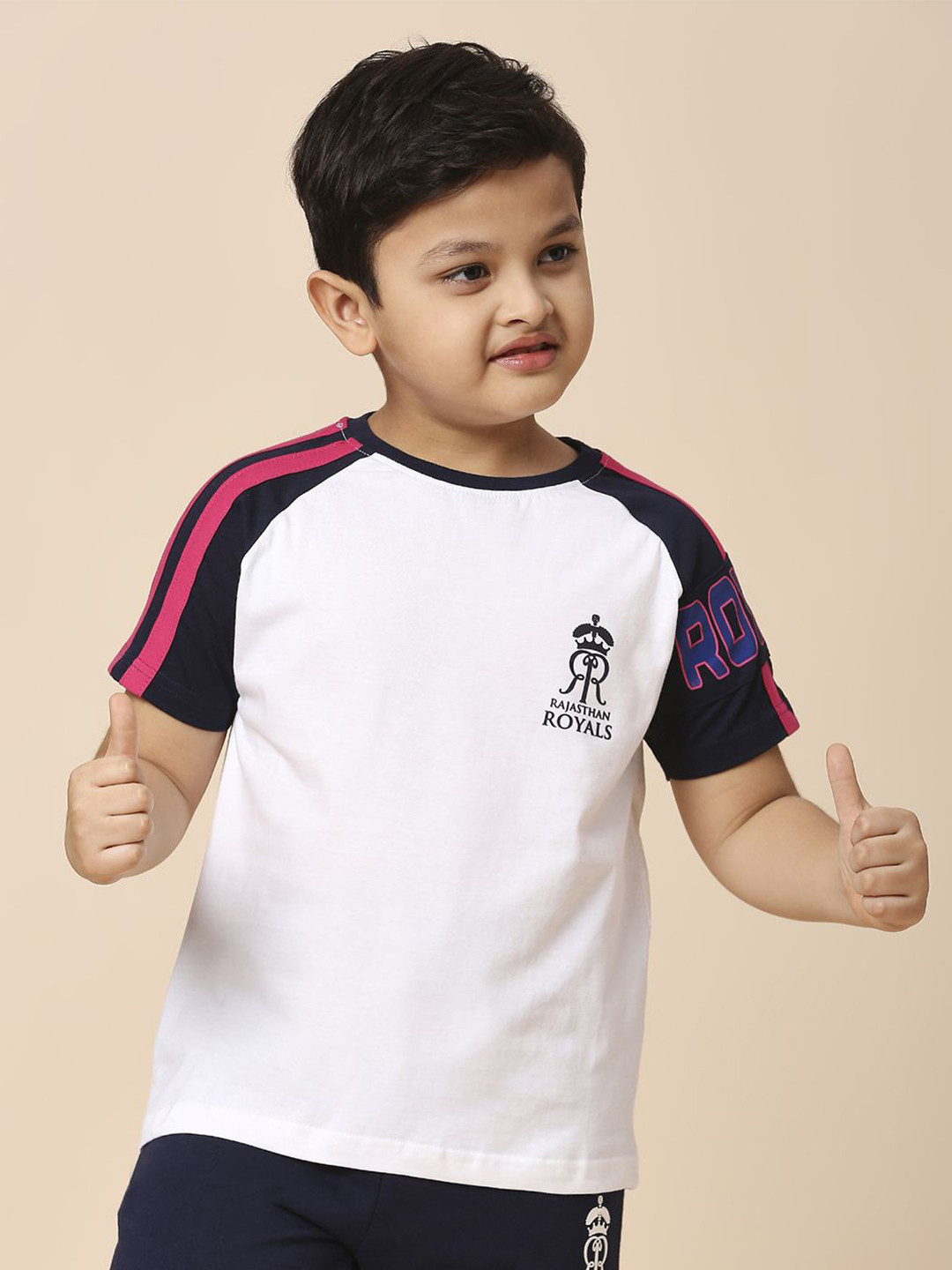 

FanCode Kids Typography Printed Round Neck T-Shirt, White