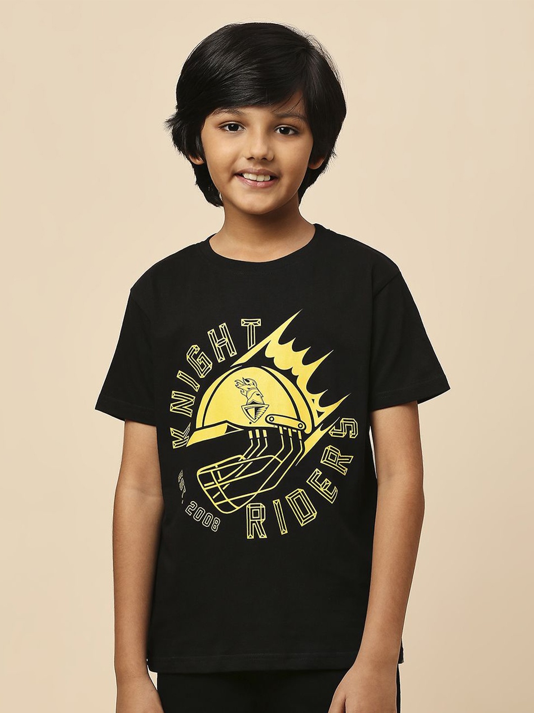 

FanCode Kids Graphic Printed Round Neck T-Shirt, Black