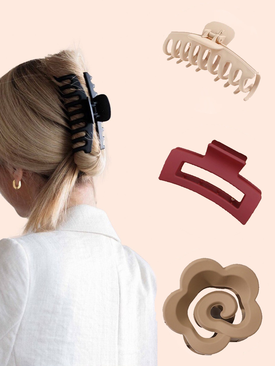

Krelin Women Set of 3 Claw Clip, Brown