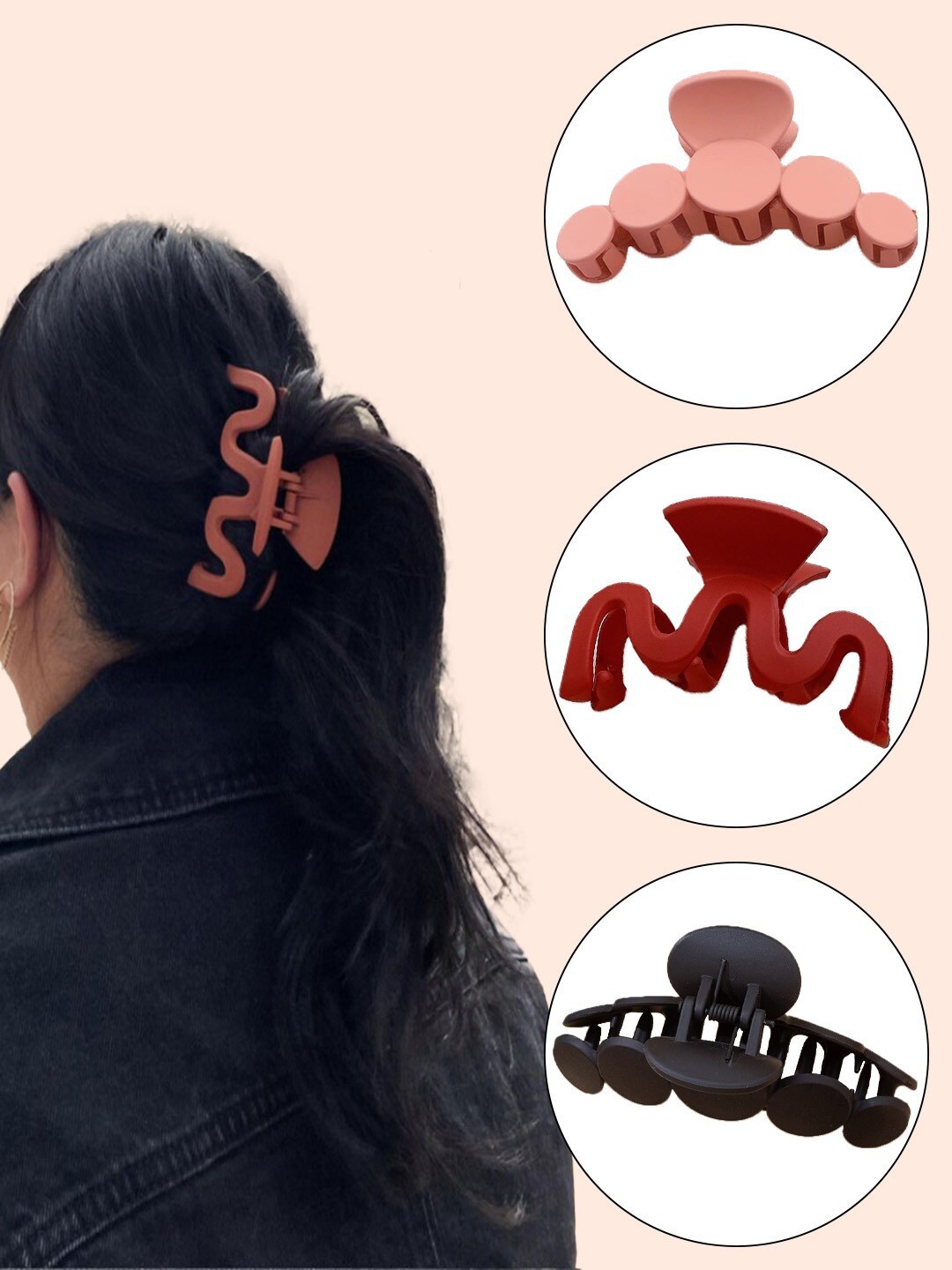 

Krelin Women Set of 3 Claw Clip, Pink
