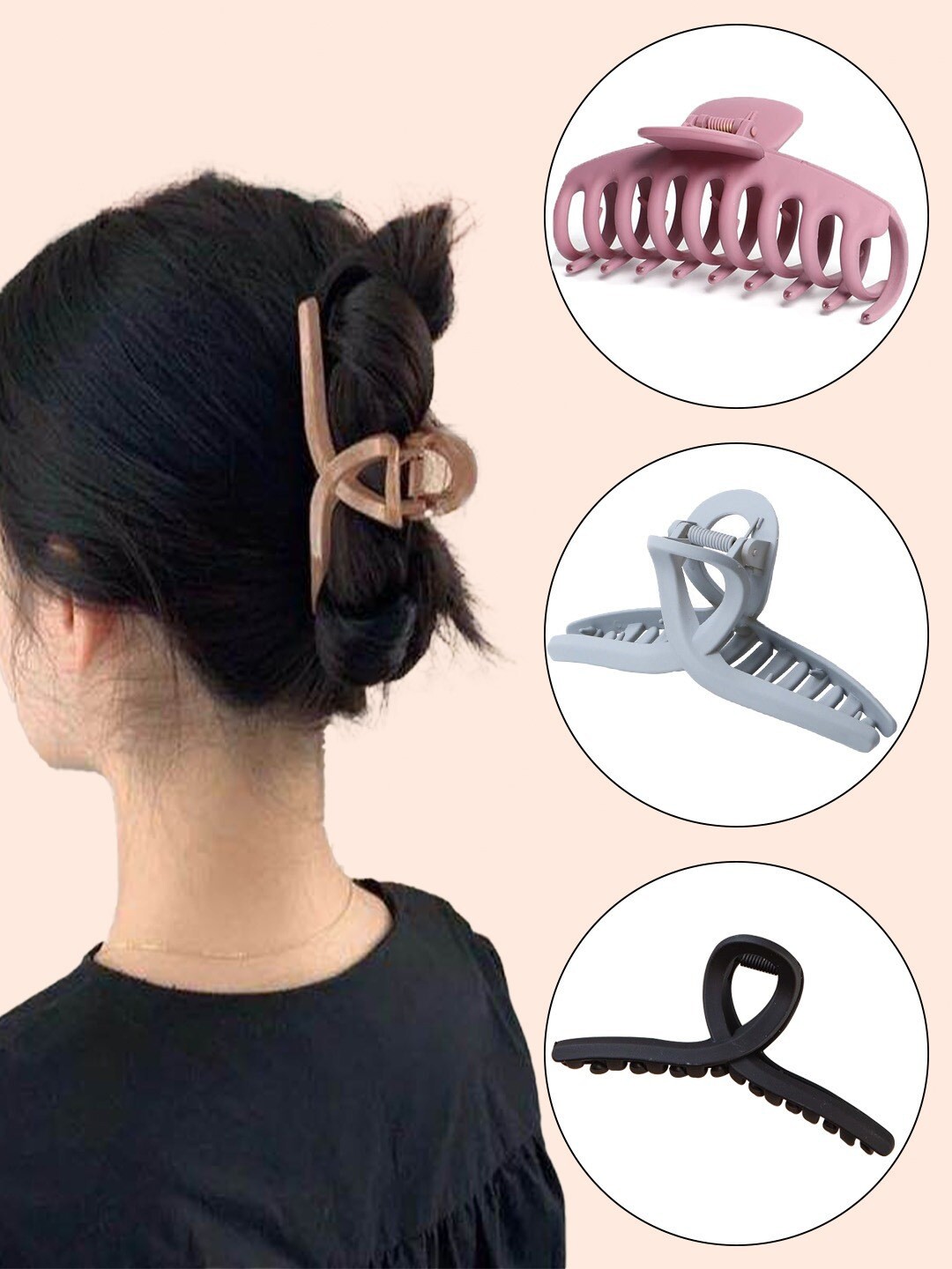 

Krelin Women Set of 3 Claw Clip, Pink