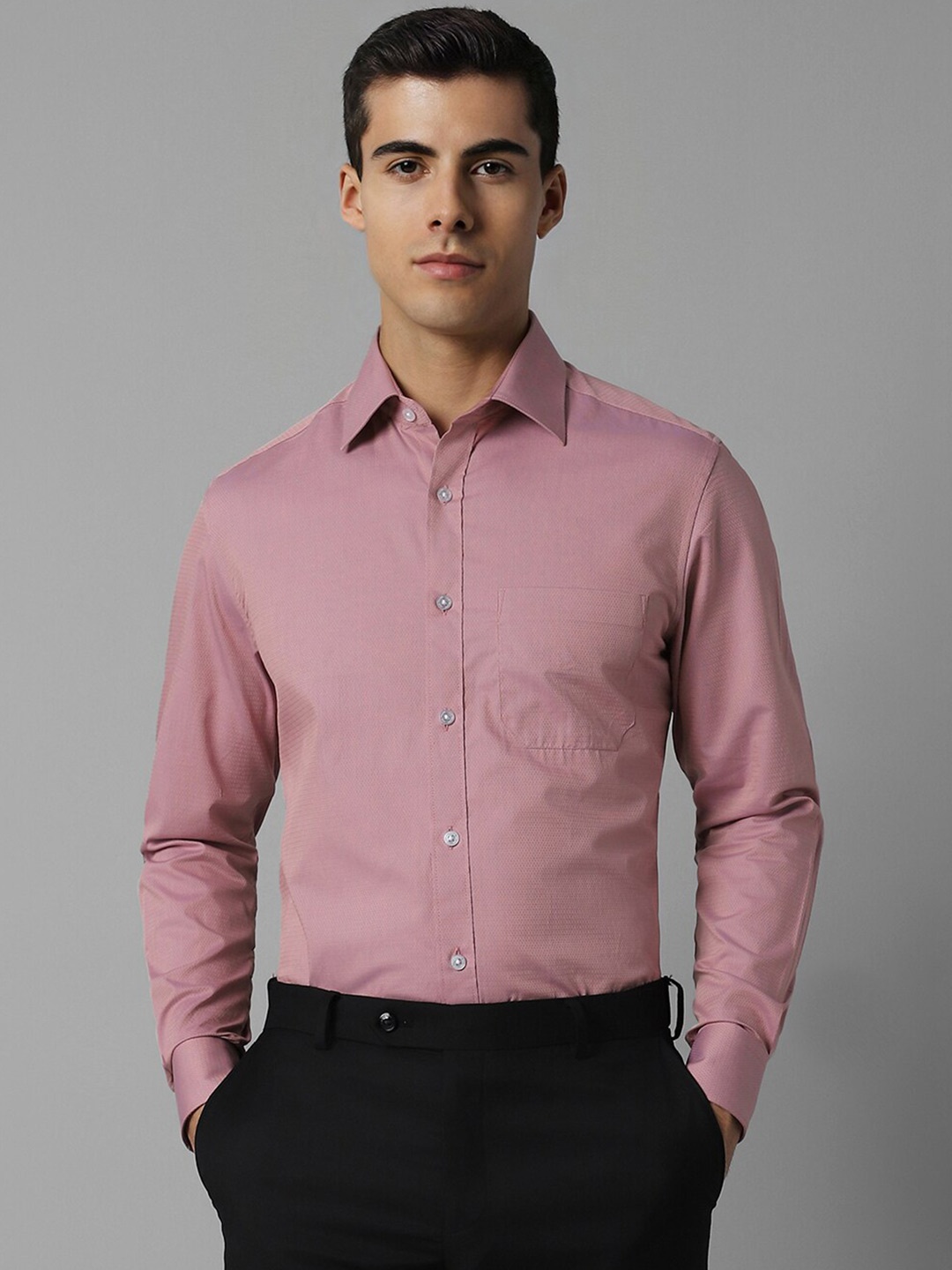 

Louis Philippe Classic Fit Textured Formal Pure Cotton Shirt, Pink