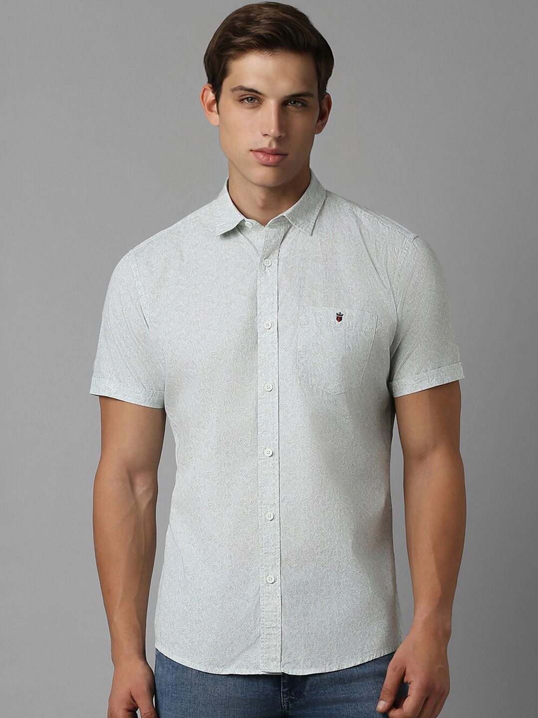 

Louis Philippe Jeans Slim Fit Micro Ditsy Printed Pure Cotton Casual Shirt, White