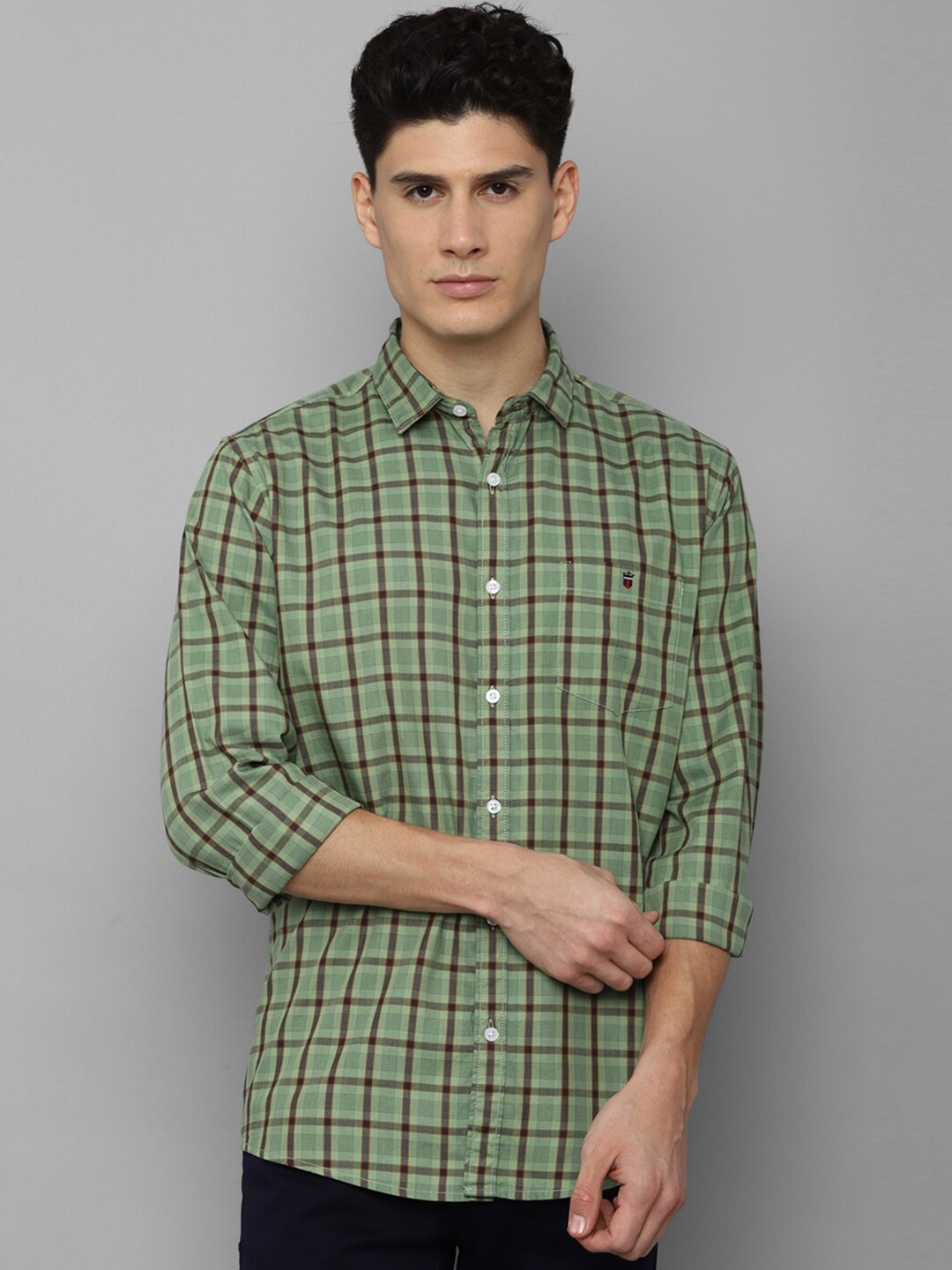 

Louis Philippe Jeans Slim Fit Tartan Checked Pure Cotton Casual Shirt, Green