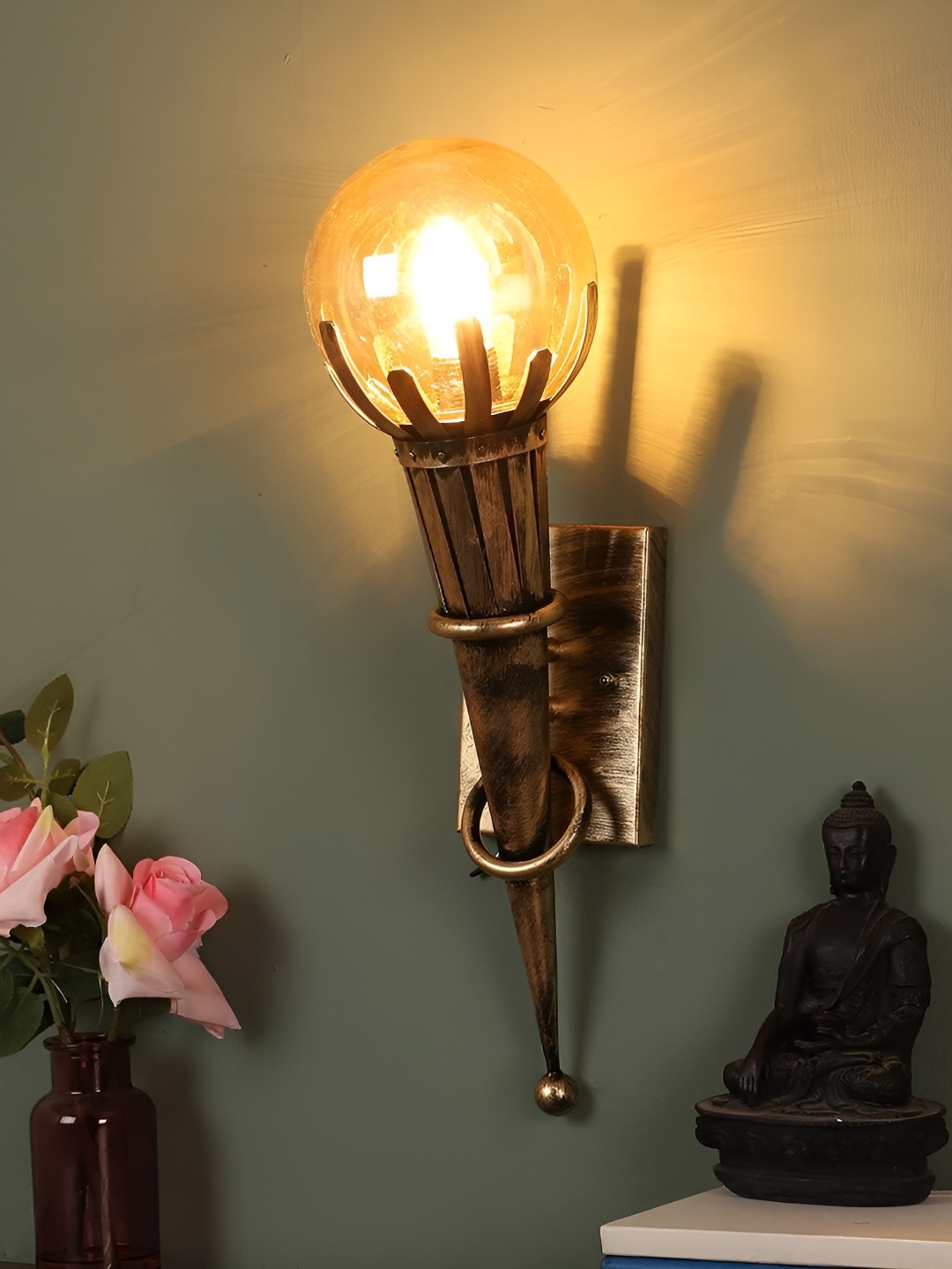 

Areezo Gold Toned Spherical Metal Wall Lamp