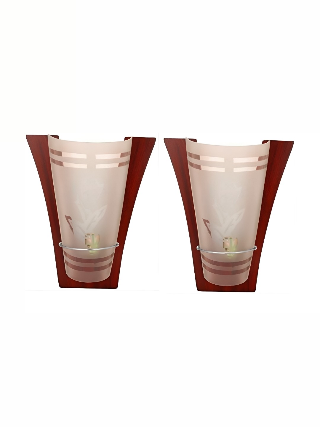 

Areezo Cream & Brown 2Pcs Metal Contemporary Bell Wall Lamps