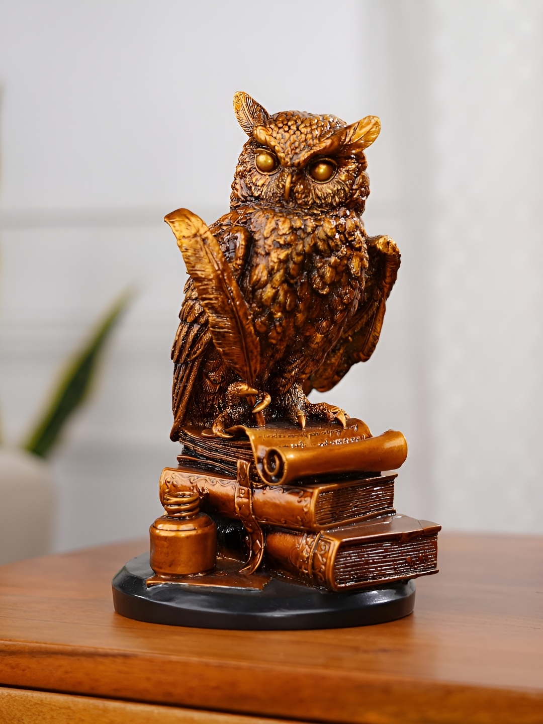 

Artarium LLP Gold Toned Horned Owl of Wisdom Figurine Showpiece