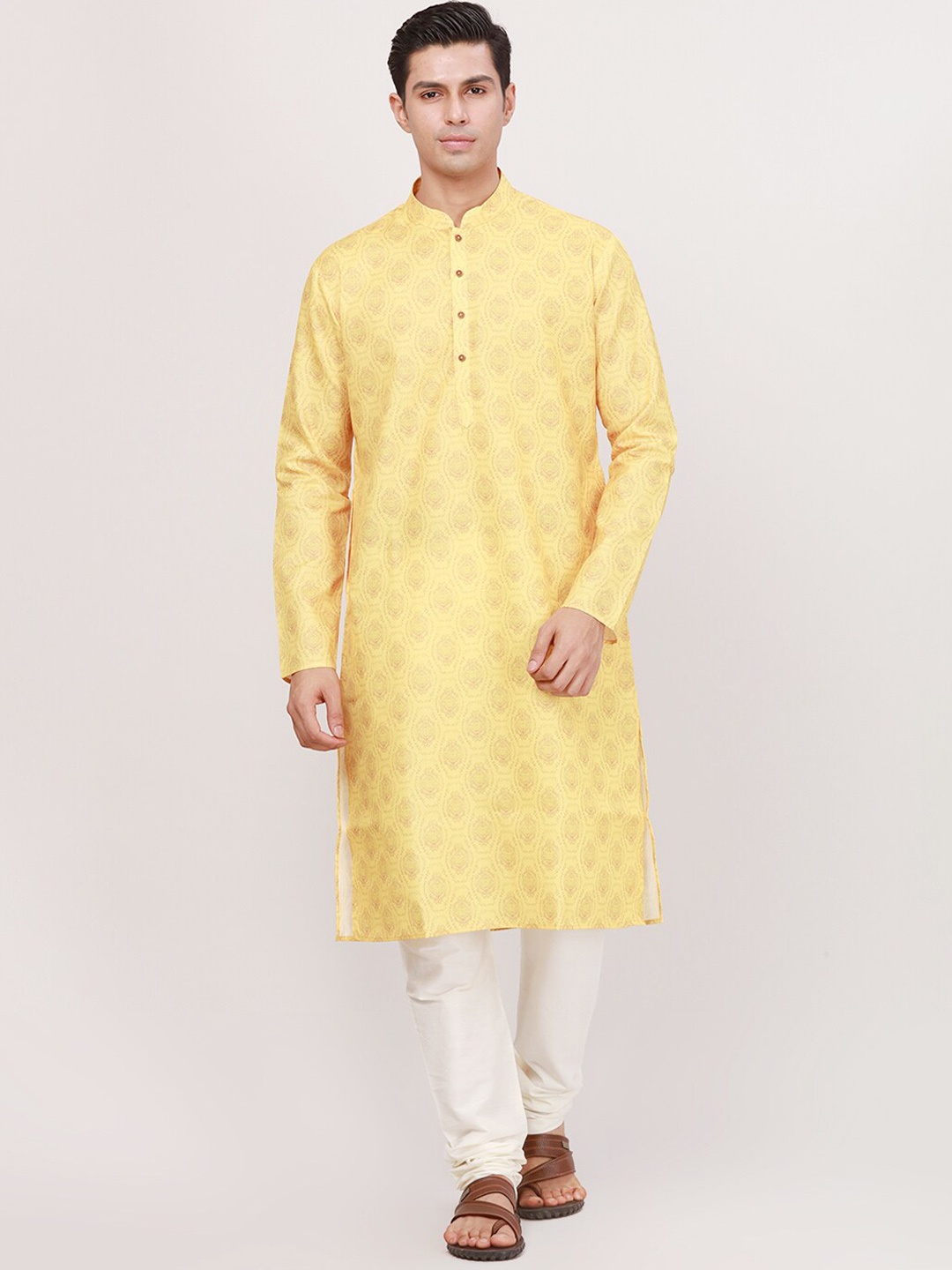 

Ethnix by Raymond Ethnic Motifs Printed Straight Kurta, Yellow