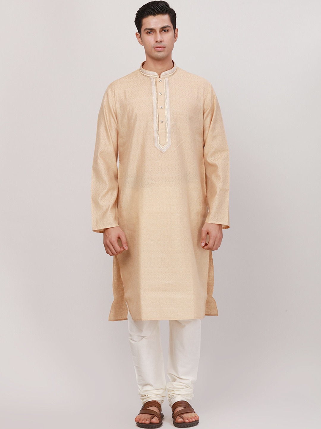 

Ethnix by Raymond Ethnic Motifs Embroidered Straight Kurta, Gold