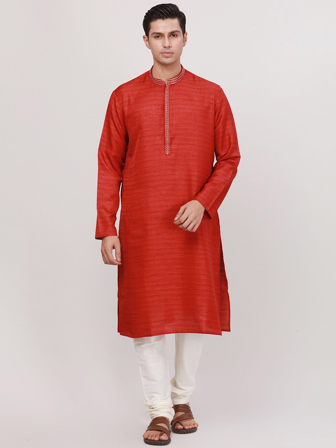 

Ethnix by Raymond Sequinned Straight Kurta, Red