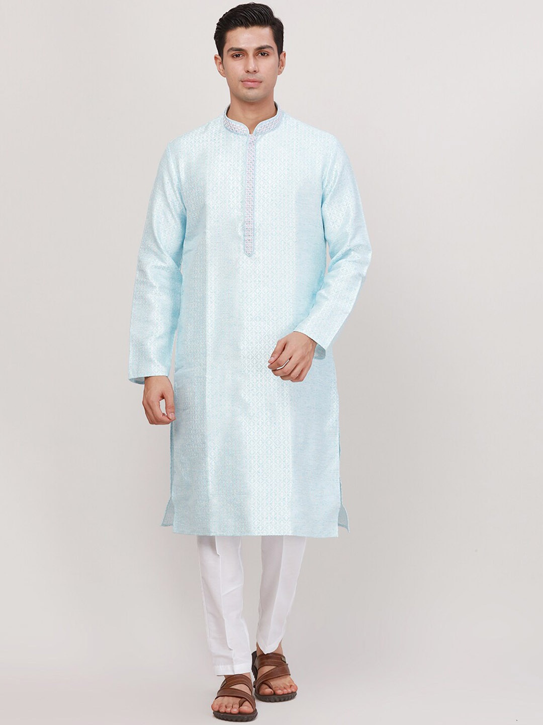 

Ethnix by Raymond Ethnic Motifs Embroidered Straight Kurta, Blue