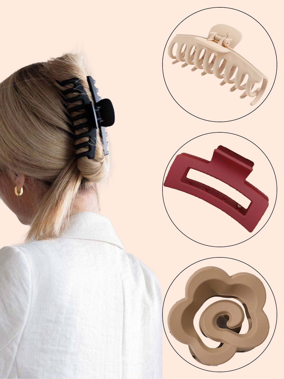 

FIMBUL Women Set of 3 Claw Clip, Brown