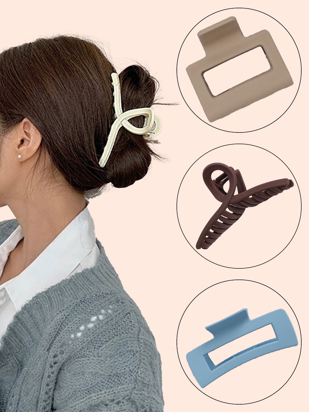 

FIMBUL Women Set of 3 Claw Clip, Brown