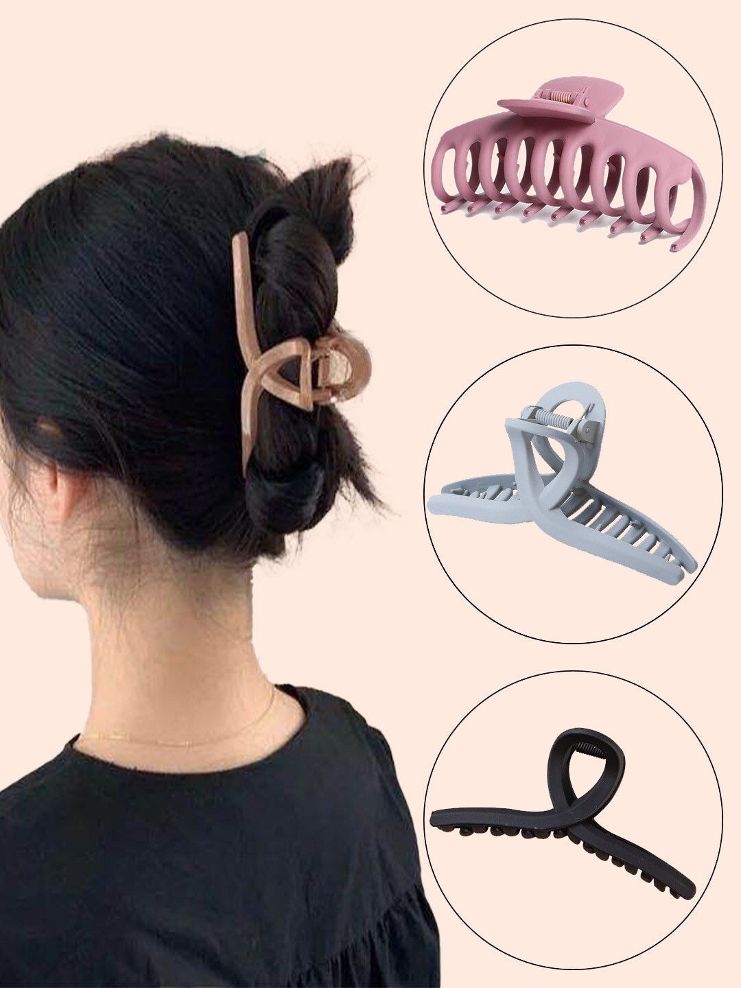 

FIMBUL Women Set of 3 Claw Clip, Pink