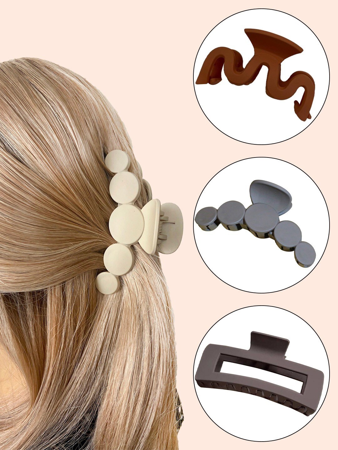 

FIMBUL Women Set of 3 Claw Clip, Brown