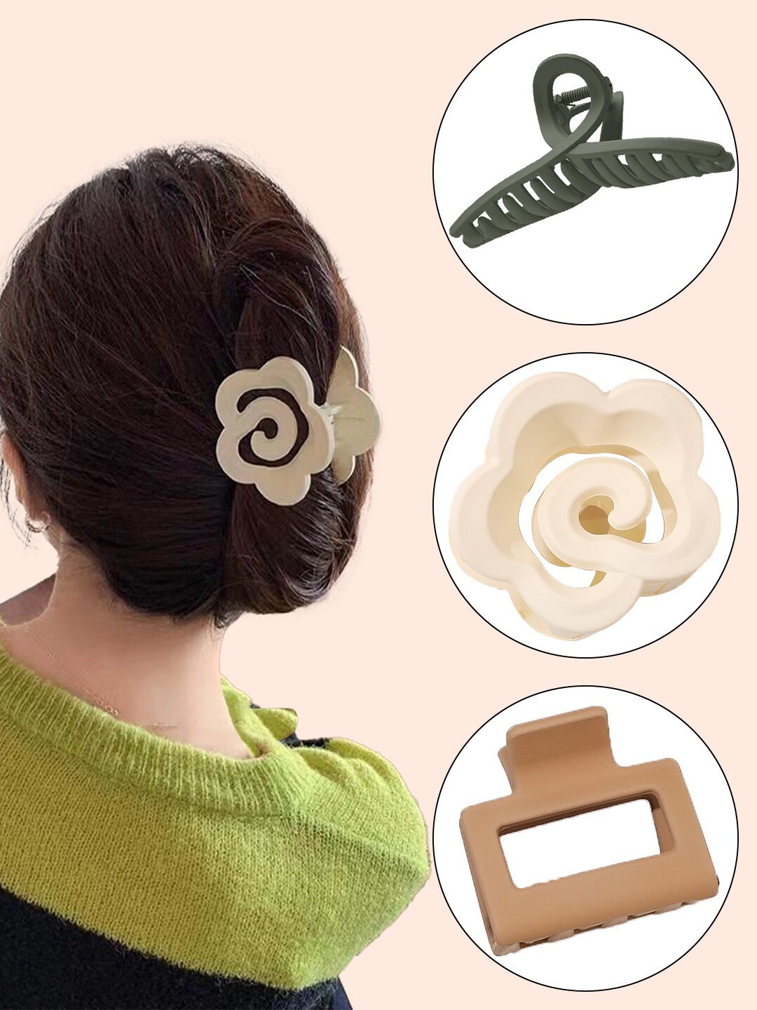 

FIMBUL Women Set of 3 Claw Clip, Brown