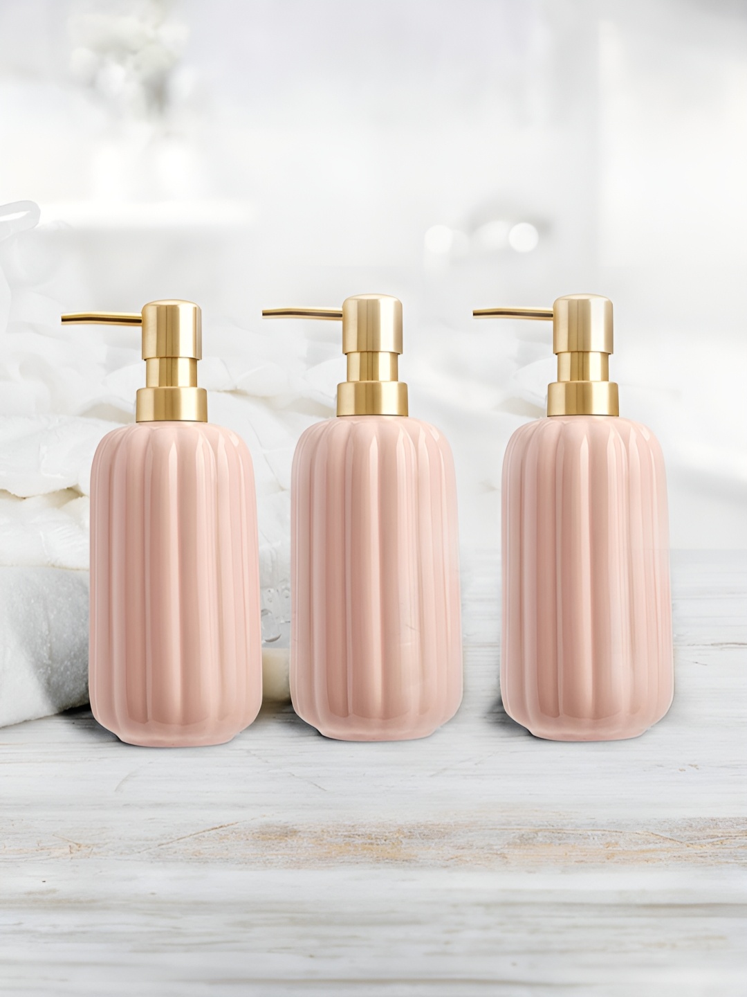 

Anko Pink & Gold-Toned 3 Piece Ceramic Soap Dispenser 400 ml