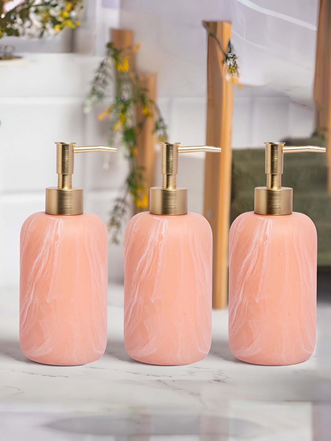 

Anko Pink & Gold-Toned 3 Piece Abstract Resin Soap Dispenser 250 ml