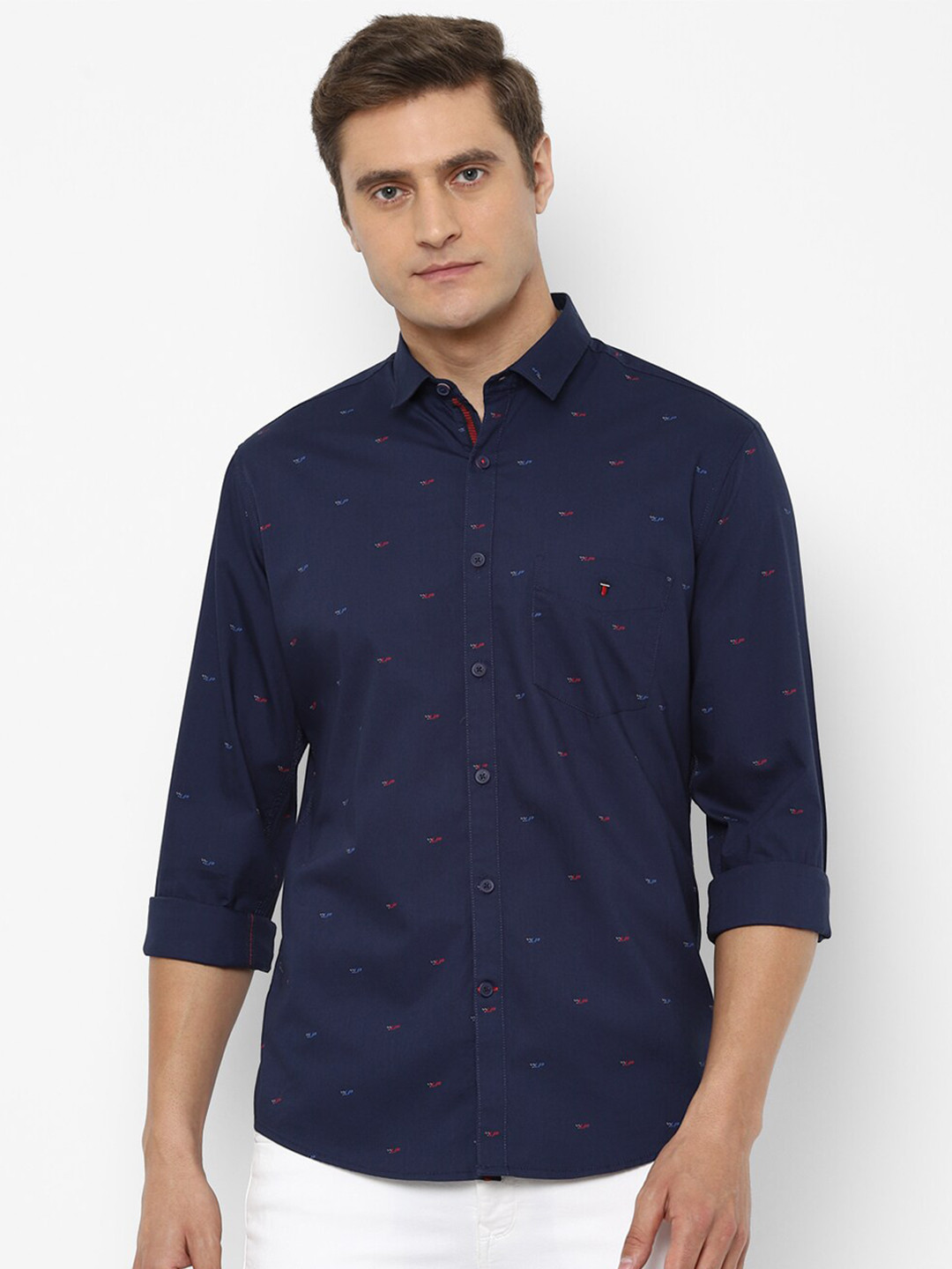 

Louis Philippe Sport Men Slim Fit Opaque Printed Casual Shirt, Navy blue