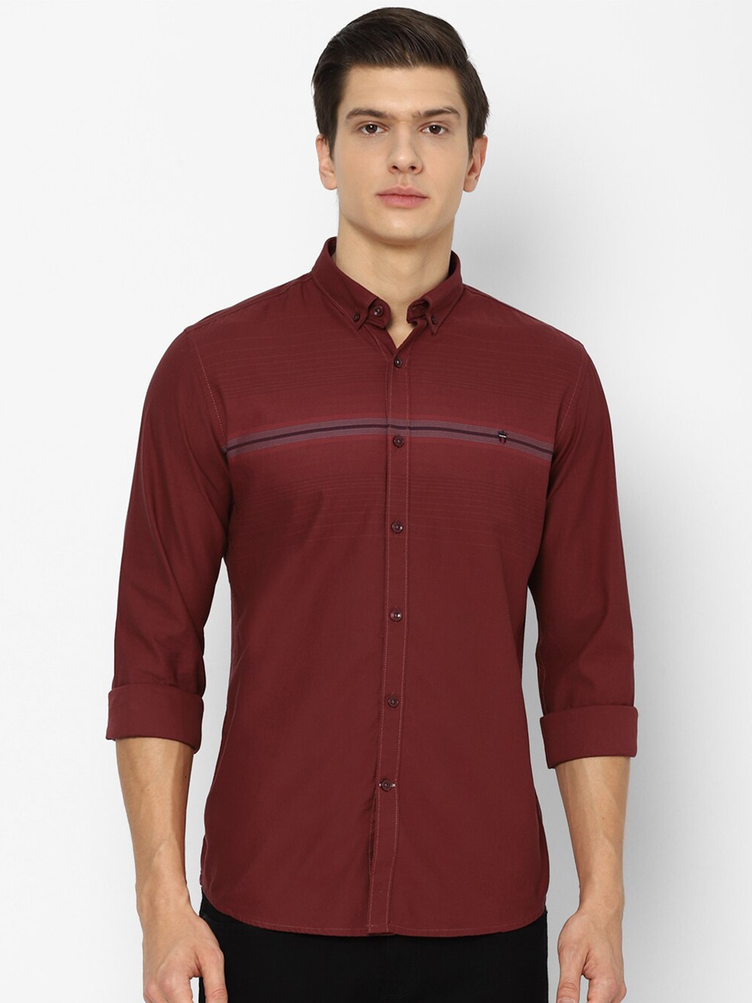 

Louis Philippe Sport Slim Fit Button-Down Collar Pure Cotton Casual Shirt, Maroon