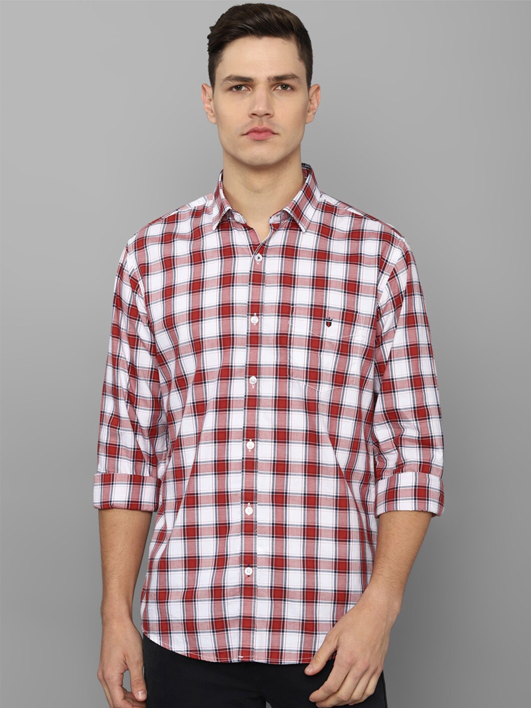

Louis Philippe Sport Slim Fit Gingham Checks Pure Cotton Casual Shirt, White
