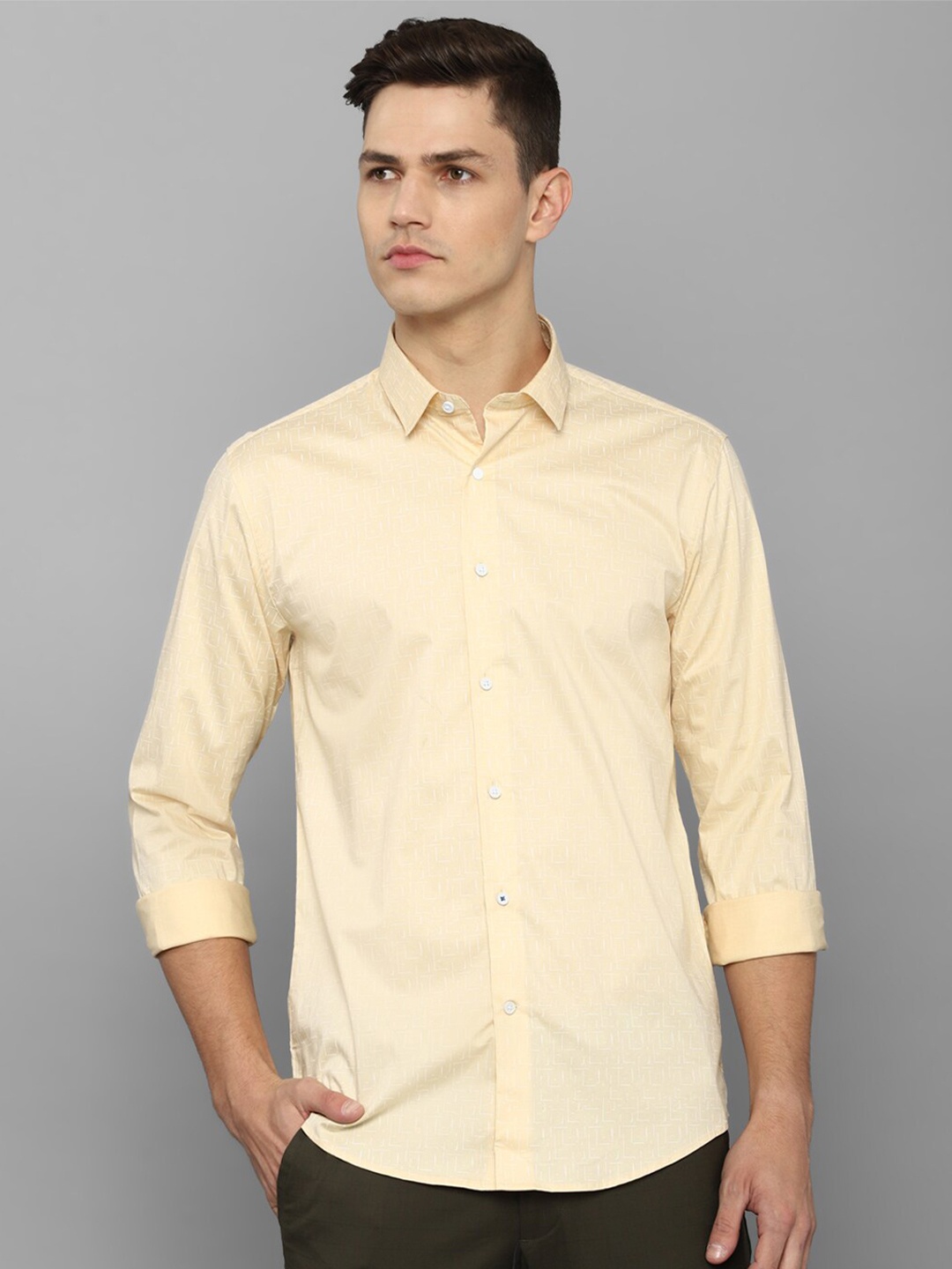 

Louis Philippe Sport Slim Fit Geometric Printed Casual Shirt, Yellow