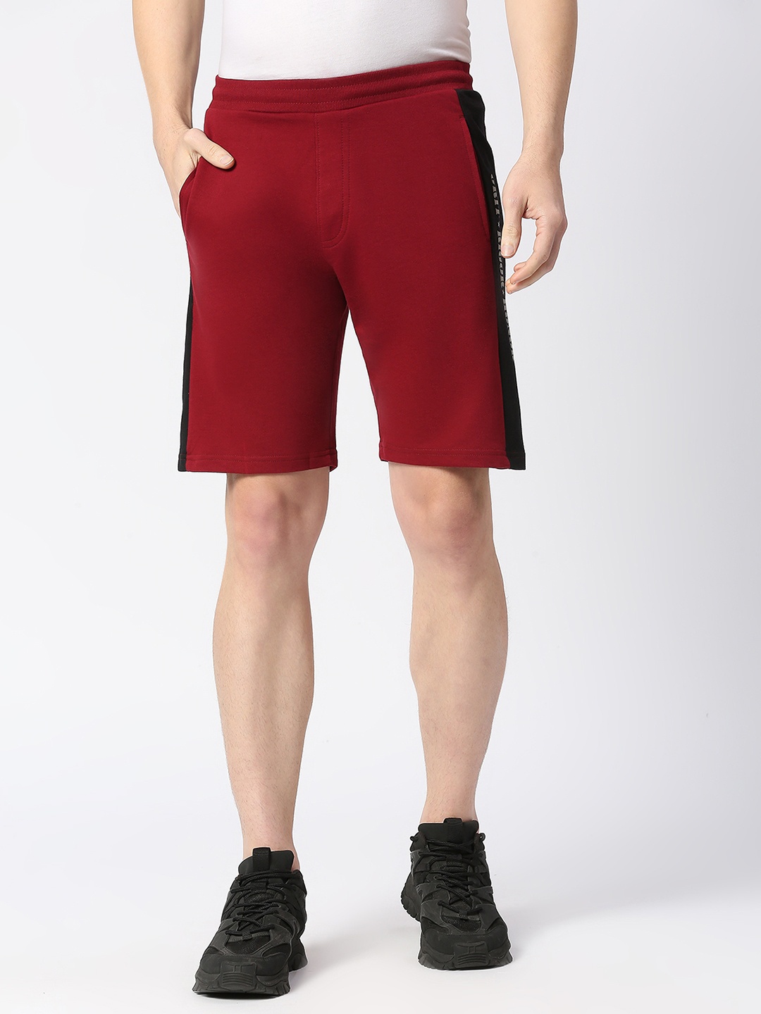 

USMC Men Training or Gym Cotton Sports Shorts, Maroon