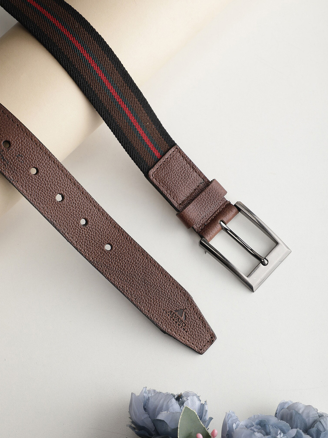 

Alvaro Castagnino Men Textured Canvas Belt, Brown