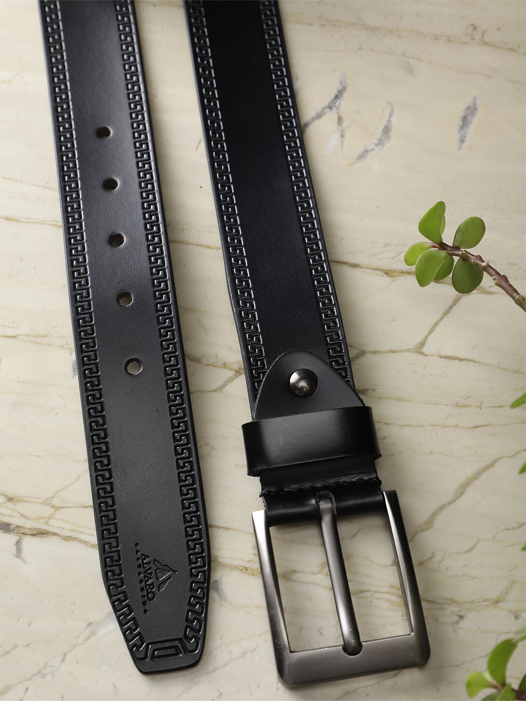 

Alvaro Castagnino Men Wide Textured Leather Belt, Black