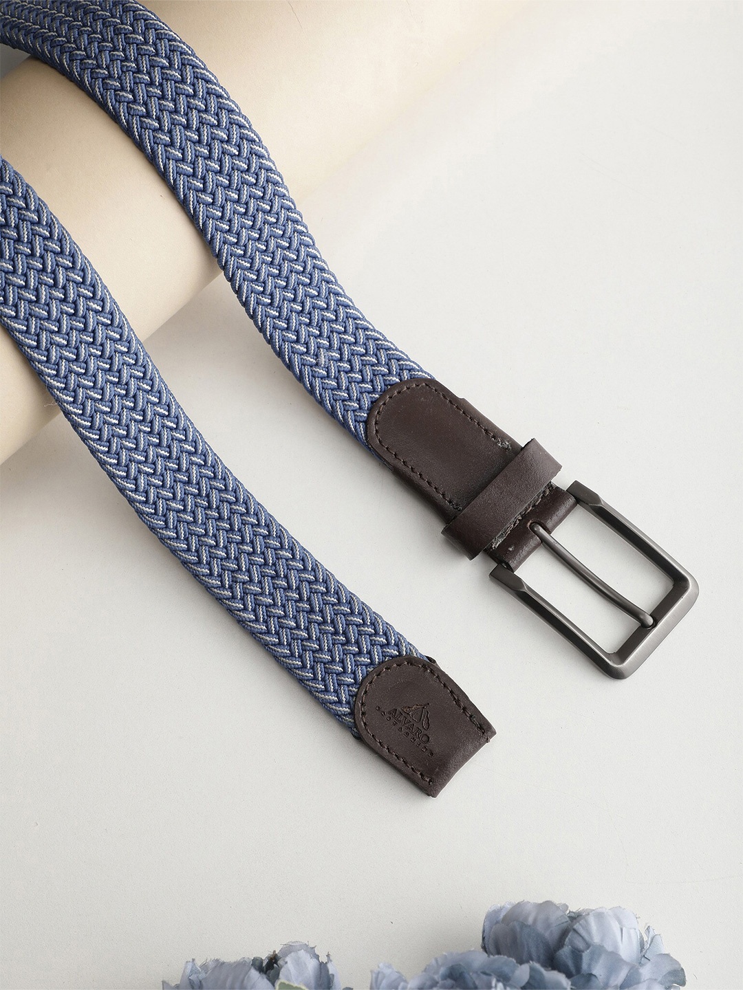 

Alvaro Castagnino Men Slim Braided Belt, Blue