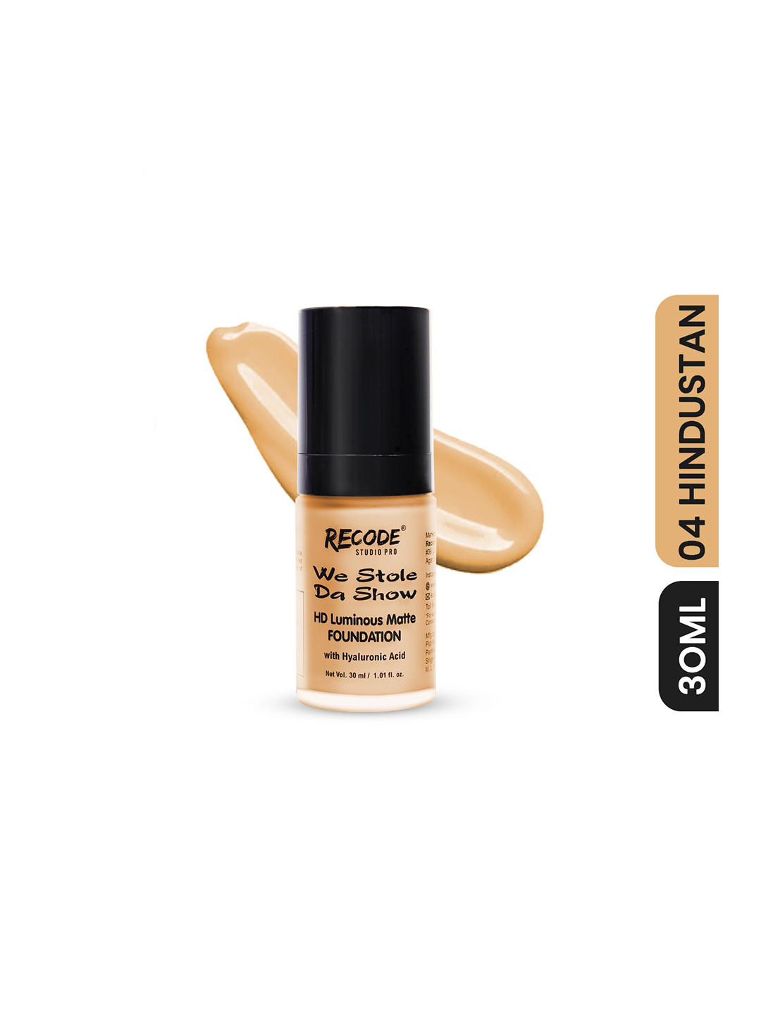 

Recode We Stole Da Show HD Luminous Matte Foundation with HA 30ml - Hindustan 04, Beige
