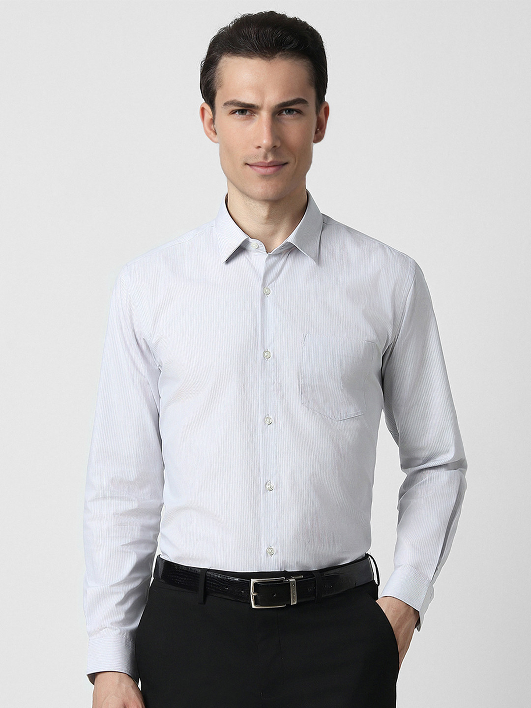 

Peter England Spread Collar Cotton Formal Shirt, Grey