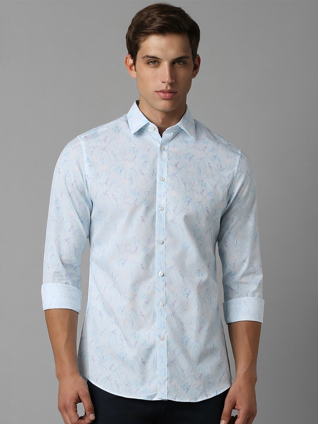 

Louis Philippe Sport Slim Fit Floral Printed Pure Cotton Casual Shirt, Blue