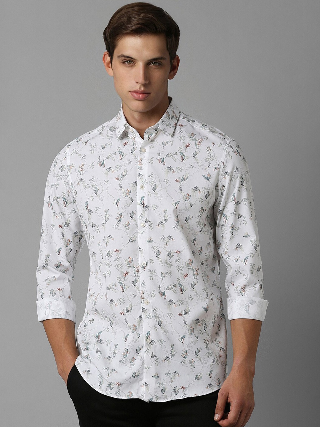 

Louis Philippe Sport Floral Printed Pure Cotton Casual Shirt, White