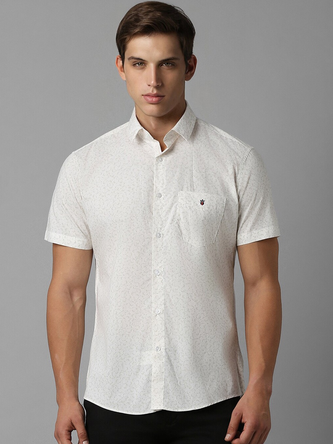 

Louis Philippe Sport Slim Fit Printed Pure Cotton Casual Shirt, White