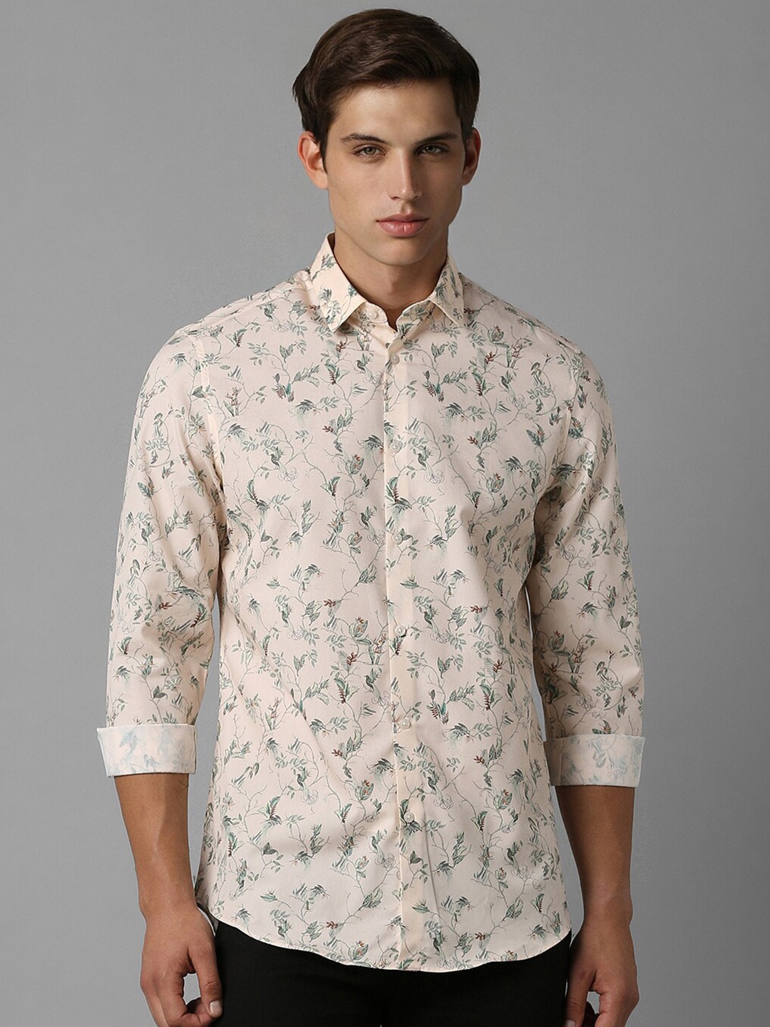 

Louis Philippe Sport Classic Floral Printed Pure Cotton Casual Shirt, Beige