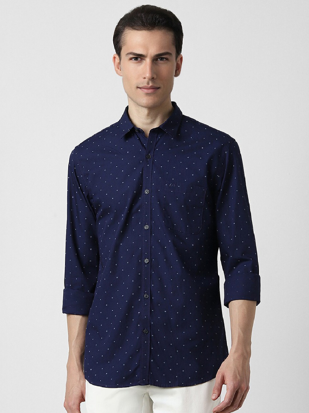 

Peter England Casuals Spread Collar Casual Shirt, Navy blue