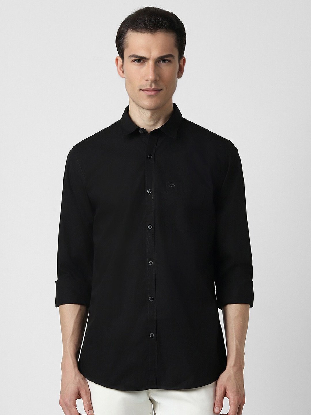 

Peter England Casuals Spread Collar Casual Shirt, Black